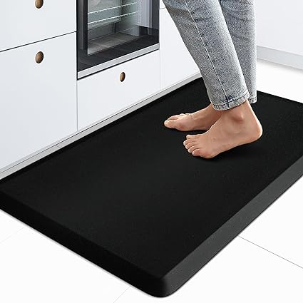 Anti Fatigue Kitchen Rug Kitchen Floor Mat Cushioned Black and White Buffalo Plaid Kitchen Rugs and Mats Non Skid Waterproof Kitchen Mats for Floor Laundry Office Sink, 17.3