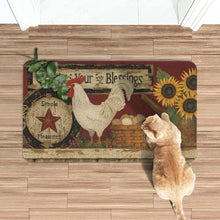 Set of 2, Farm Rooster Kitchen Mat, Seasonal Holiday Cooking Sets Washable Non-Slip Floor Mats for Home Kitchen Decor - 17x29 and 17x47 Inch