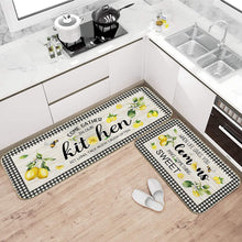 Lemon Kitchen Mat Set of 2, Non Skid Washable Runner Rug 17x29 and 17x47 Inch