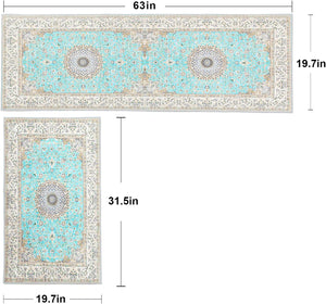 Set of 2 Non-Slip Bohemian Kitchen Runner Rug 63*19.7/31.5*19.7