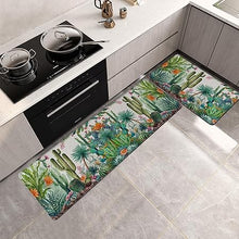 Set of 2 Cactus Marble Tropical Green Succulent Cacti Plants Kitchen Mat