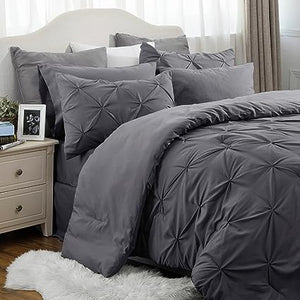 Queen Comforter Set - 7 Pieces, Bed in a Bag with Flat Sheet and Fitted Sheet, Pillowcases & Shams