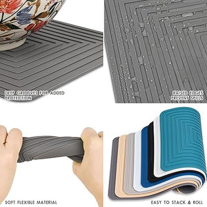 Silicone Trivets for Hot Pots and Pans-Trivets for Hot Dishes-Heat Resistant Mat for Countertops, Kitchen Small Dish Drying Mat, Silicone Pot Holders-Hot Pads for Kitchen Set 2 Black