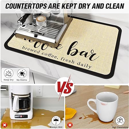 Absorbent Rubber Backed Quick Drying Mat Fit Under Coffee Maker Espres –  Modern Rugs and Decor