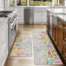 2 Piece Washable Non-Slip Black Boho Kitchen Mats