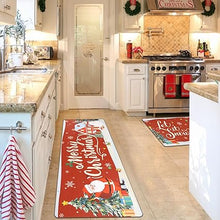 Anti Fatigue Non Slip Waterproof Comfort Standing Mat Christmas Gingerbread Kitchen Mat 2 Pieces,