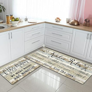 Set of 2, Anti-Fatigue Kitchen Rugs Non-Slip Kitchen Floor Mats, First New Home Warming Gifts - Home Sweet Home Kitchen Decor, 17"x 30"+17"x 47"