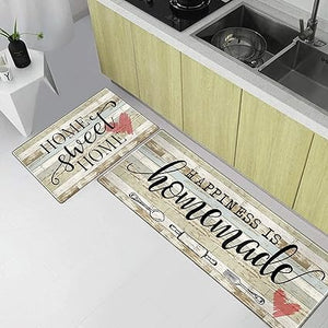 Set of 2, Anti-Fatigue Kitchen Rugs Non-Slip Kitchen Floor Mats, First New Home Warming Gifts - Home Sweet Home Kitchen Decor, 17"x 30"+17"x 47"