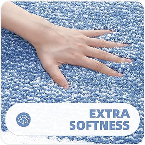 Ultra Soft and Water Absorbent Bath Rug, Bath Carpet, Machine Wash/Dry, for Tub, Shower, and Bath Room(20"x29",Blue and White)