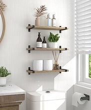 Set of 2 Rustic Light Wood Bathroom Bedroom Kitchen Hanging Shelves