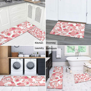 Strawberry Cat Kitchen Mats Set 2 Piece