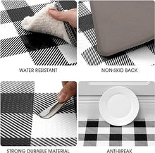 Anti Fatigue Kitchen Rug Kitchen Floor Mat Cushioned Black and White Buffalo Plaid Kitchen Rugs and Mats Non Skid Waterproof Kitchen Mats for Floor Laundry Office Sink, 17.3"x59"