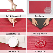 Set of 2 Cushioned Anti Fatigue Non Slip Waterproof Kitchen Mats 17"x29" +17"x59", Pink Red