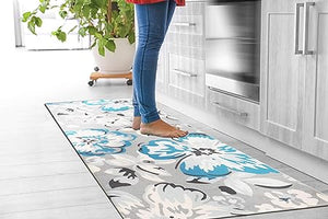 Modern Floral Anti Fatigue Standing Mat 18" x 47" Cream