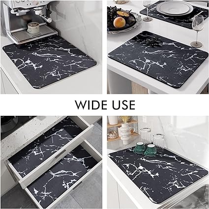 Rnivvi Coffee Mat, 12x19 Marble Style Coffee Bar Mat for Coffee Station  Accessories and Organizer, Absorbent Dish Drying for Kitchen Counter, Cute