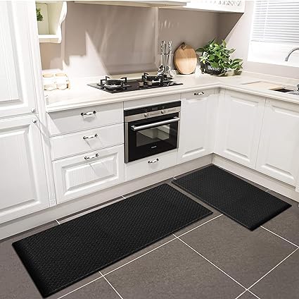 0.47 Inches Cushioned Anti-Fatigue Kitchen Rug, Kitchen Mats for Floor, Non-Slip Kitchen Rugs Sets of 2, Waterproof Kitchen Mat 17.3