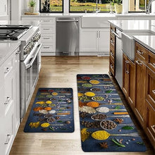 Set 2 Pieces Artistic Colorful Non Slip Anti Fatigue Kitchen Rugs Comfort Standing Mats, 17.3" x 28" + 17.3" x 47"
