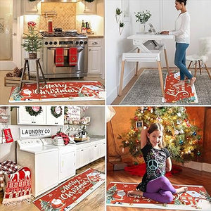 Anti Fatigue Non Slip Waterproof Comfort Standing Mat Christmas Gingerbread Kitchen Mat 2 Pieces,