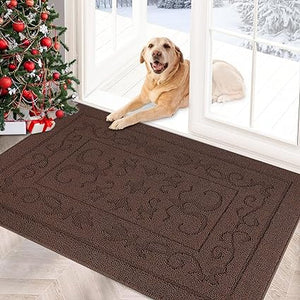 Machine Washable Non-Slip Rubber Backing Entrance Rug, Low Profile Absorbent Dirt Trapper Doormat