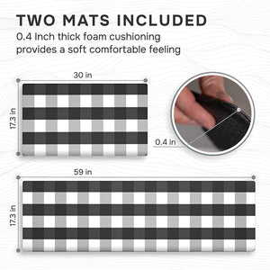 Anti Fatigue Kitchen Mats for Floor 2 Piece Set, Memory Foam Cushioned Rugs, Comfort Standing Desk for Office, Home, Laundry Room, Waterproof & Ergonomic, 17.3x30.3 and 17.3x59