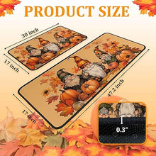 Non Skid Washable, Seasonal Fall Holiday Party Autumn Harvest Thanksgiving Kitchen Mat 17"x47"+17"x30"