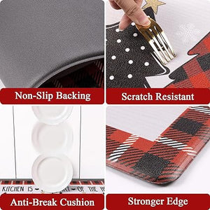 Anti Fatigue Non Slip Waterproof Comfort Standing Mat Christmas Gingerbread Kitchen Mat 2 Pieces,