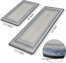 Anti Fatigue 2 Pieces Blue Kitchen Rugs Non Slip Waterproof Kitchen Floor Mats Cushioned Boho Kitchen Runner Rug Comfort Memory Foam Kitchen Mats for Floor,Front of Sink,Laundry Room