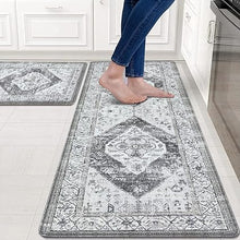 Anti Fatigue Kitchen Mats for Floor 2 Piece, Cushioned Comfort Kitchen Rugs Distressed Kitchen Sink Mats Waterproof Standing Mat for Kitchen, 17.3" x 47"+ 17.3" x 30"