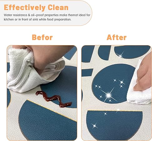 3D Printed Geometric 2pc water absorbent anti fatigue hard long kitchen mat  sets