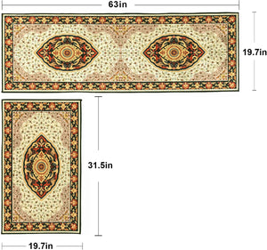 Set of 2 Non-Slip Bohemian Kitchen Runner Rug 63*19.7/31.5*19.7