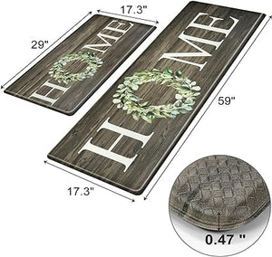 Farmhouse Anti Fatigue Kitchen Mats for Floor 2 Piece Set Cushioned Kitchen Rugs