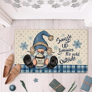 Sunggle Up Gnomies It's Cold Outside Decorative Front Door Mat, 17x29 Inch