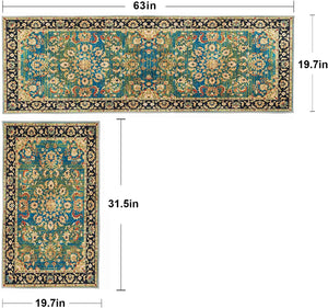 Set of 2 Non-Slip Bohemian Kitchen Runner Rug 63*19.7/31.5*19.7