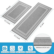 Set of 2 Non-Slip Washable Kitchen Rugs for in Front of Sink.Hallway, Laundry Room 17.3"x30"+17.3"x47" (Beige)