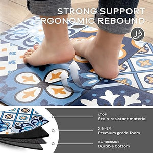 Cushioned Anti-Fatigue Non-Slip Waterproof Kitchen Floor Mats, 17x29 in, Black