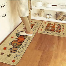 2 Piece Pumpkin Kitchen Mats Set The Kitchen is The Heart of The Home Non-Slip Rugs Home Sweet Home Decoration Doormat (17" x 29" + 17" x 47")