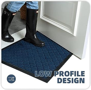 Heavy Duty Durable Outside Welcome Mat, Low Profile Non-Slip Entryway Rug for Home Entrance, Entry, Patio, Garage, High Traffic Area, 24"X48", Blue