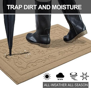 Machine Washable Non-Slip Rubber Backing Entrance Rug, Low Profile Absorbent Dirt Trapper Doormat
