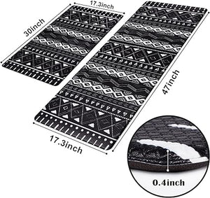 Sets of 2 Cushioned Anti-Fatigue Kitchen Rugs Non Slip Memory Foam Kitchen Mats and Rugs Waterproof Kitchen Floor Comfort Mats, 17'' x 47'' + 17'' x 30'', Brown