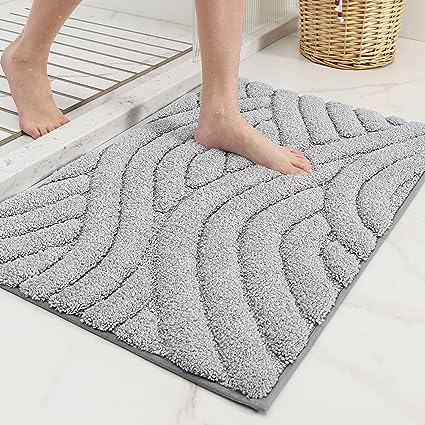 Bathroom Rugs Non Slip, Large Bath Rugs for Bathroom Decor, Bathroom Shower  Floor Mat, Machine Washable Bath Rug Runner, 16X24, Black 