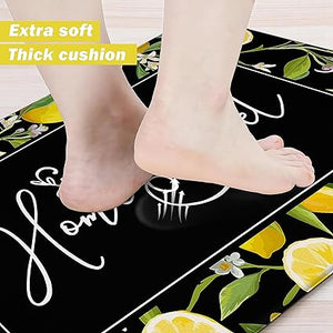 Anti Fatigue Coastal Rugs Beach Theme Fish Pattern Waterproof Non-Slip Ergonomic Comfort Standing Mat for Sink Laundry Bedroom,17.3 x28+17.3 x 47 Inch, PVC, Blue