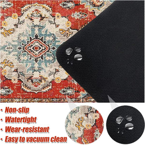 2 PCS Boho Super Non-Slip, Non Skid Washable Kitchen Rugs and mats - (17"x 47" and 17"x 30")