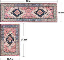 Set of 2 Non-Slip Bohemian Kitchen Runner Rug 63*19.7/31.5*19.7