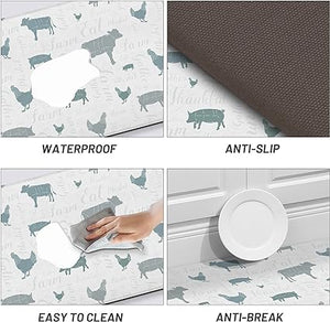 Non Skid Washable Anti Fatigue Mat Waterproof Cushioned Kitchen Matt for Standing 17.3"x29", Farmhouse