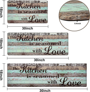 2 Piece Anti Fatigue Farmhouse Kitchen Mat Set - 17'' x 47'' + 17'' x 30''