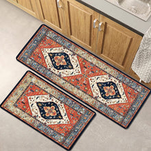 2 PCS Boho Super Non-Slip, Non Skid Washable Kitchen Rugs and mats - (17"x 47" and 17"x 30")