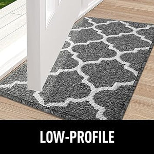 Indoor Door Mat, 30x17, Non-Slip Absorbent Resist Dirt Entrance Mat, Washable Low-Profile Inside Floor Mat Doormats for Entryway, Black