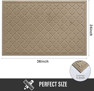 Absorbent Muddy Dirt Resist Welcome Door Mats Outdoor Indoor, Non-Slip Natural Rubber Backing Low Profile Doormat for Entryway, Patio, 30×17, Beige