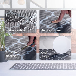 Anti Fatigue Kitchen Mats for Floor 2 Piece Set, Memory Foam Cushioned Rugs, Comfort Standing Desk for Office, Home, Laundry Room, Waterproof & Ergonomic, 17.3x30.3 and 17.3x59