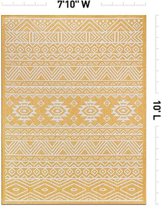 Lecce Distressed Geometric Bohemian Textured Flat Weave Easy Cleaning Outdoor Rugs